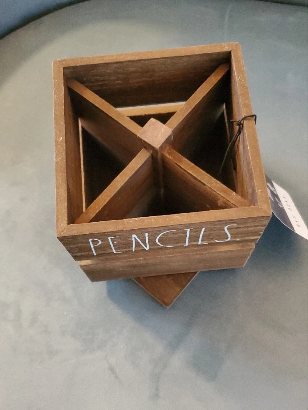 Rae Dunn Brown Wood Desk Organizer with Tag
